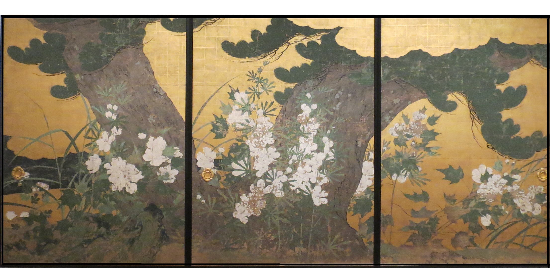 国宝「松に黄燭葵及菊図」智積院蔵の想定復元模写